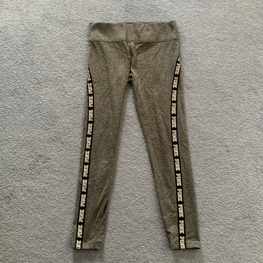 Light Gray Leggings w/Black Strip on sides made by PINK